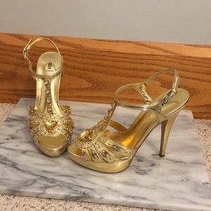 Baker “Benny” prom/formal stiletto heels Gold